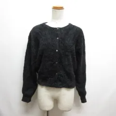 ジーユー GU シャイニー クルーネック カーディガン XL 黒 ブラック 長袖 ニット