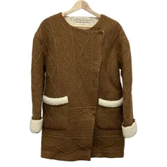 il by saori komatsu(アイエルバイサオリコマツ) コート サイズ38 M レディース - ブラウン×アイボリー 長袖/裏ボア/ノーカラー/冬