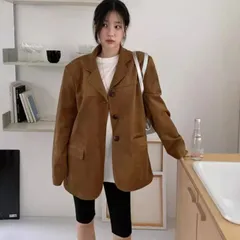 ジャケット レディース 秋冬 スエード カフェブラウン シングルボタン 美ラード風 韓国風 M250102-161