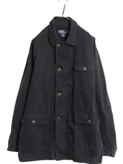 90s ポロ ラルフローレン ハーフ コート メンズ L / オールド フルジップ コットン ナイロン カバーオール ジャンパー ブルゾン 無地 紺 