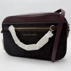 MICHAEL KORS（マイケル・コース）ジェットセット ラージ クロスボディバッグ レオパード柄 ハラコ調 ボルドー系