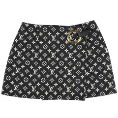 ルイ・ヴィトン Louis Vuitton モノグラム デニムスカート ミニラップ ボトムス スカート ブラック レディース 【中古】