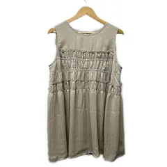 Rose Tiara(ローズティアラ) ワンピース サイズ46 XL レディース美品  - グレーベージュ クルーネック/ノースリーブ/ひざ丈/ギャザー