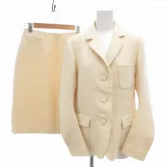 ジュンコシマダ JUNKO SHIMADA セットアップ ジャケット ひざ丈スカート タイト モヘア カシミヤ シルク混 3B 総裏 9 M 白 アイボリー /FT ■GY99