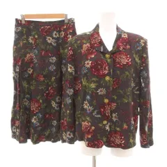 バーバリーズ Burberrys ヴィンテージ セットアップ ジャケット スカート 花柄 プリント 総柄 13BR ダークパープル ■GY22