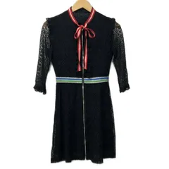 Sister Jane(シスタージェーン) ワンピース サイズS レディース美品  - 黒×レッド×マルチ 長袖/ひざ丈/レース/フリル