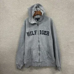 トミーヒルフィガー カジュアル ビックロゴ 弱起毛 フーディー ジップアップ L A05263