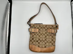 ★美品★COACH コーチ ショルダーバッグ シグネチャー BEG★3577★