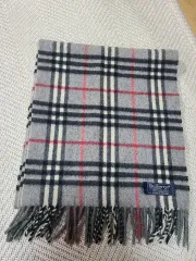 バーバリー チェック カシミア マフラー グレー