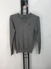 POLO RALPH LAUREN ポロラルフローレン Vネック ニット ウール セーター グレー XL 18-20