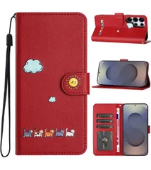 ★CASAFUNY Galaxy S25 Ultra ケース 手帳型 人気 ギャラクシーS25 Ultra ケース 手帳型 本革 PUレザー カバー S25 Ultra ウルトラ 手帳型ケース 耐衝撃 ギャラクシーS25ウルトラ ケース　レッド
