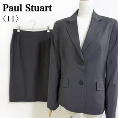 Paul Stuart ポールスチュアート レディース スカートスーツ セットアップ グレー サイズ11 ウール100% ジャケット タイトスカート 通勤 オフィス