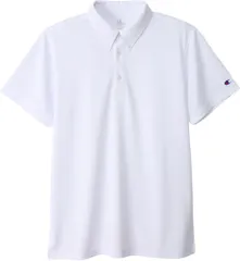 チャンピオン Champion ボタンダウン 半袖ポロシャツ C3-XS397 メンズ ポロシャツ メンズ トップス ポロシャツ 半袖 襟付き 部活 イベント チーム トレーニング  C3XS397 010 ホワイト