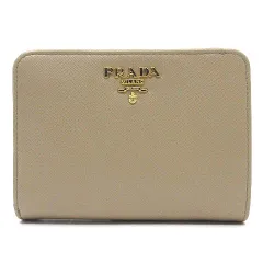 プラダ PRADA サフィアーノ レザー 二つ折り 財布 コンパクト ウォレット 1ML018 CAMMEO ベージュ