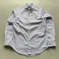 M ポロラルフローレン 白 ストライプ シャツ