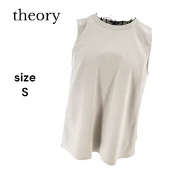 【美品】Theory セオリー ノースリーブカットソー ブラウス S グレー スリットあり リネン混 麻混 レディース