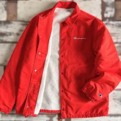 Champion チャンピオン コーチジャケット ボア オレンジ　ロゴ刺繍　XL