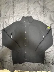 L ストーンアイランド ボタン カーディガン ニット ジップアップ