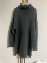 NAIN ナイン チャコール タートルネック ニットワンピース (ロング丈ニット) 77-88