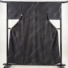 【美品】 小紋 身丈157.5cm 裄丈66cm M 袷 幾何学模様 黒 正絹 秀品 【中古】
