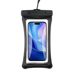 スマホ 防水 ケース 浮き輪 完全防水 水に浮く IPX8認証 海 お風呂 プール 水中撮影 顔認証 通話 温泉 水泳 携帯 iPhone 7.2インチ以下全機種対応 ブラックR1 307