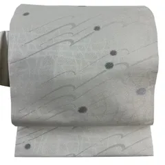 【美品】 名古屋帯 秀品 幾何学模様 クリーム 正絹 【中古】