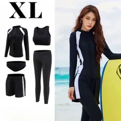 XL 5点セット 水着レディース長袖ラッシュガード フィットネス 大きいサイズ