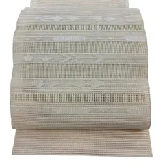 名古屋帯 秀品 夏帯 絽 八寸名古屋帯 縞 幾何学 クリーム 正絹 【中古】