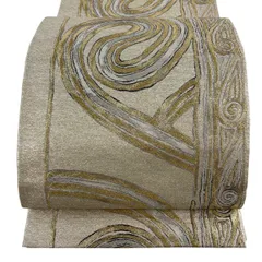 【美品】 袋帯 秀品 幾何学 箔 金銀糸 クリーム 六通 正絹 【中古】