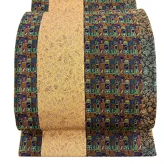 【美品】 袋帯 秀品 幾何学 花鳥 金糸 薄茶色 六通 正絹 【中古】