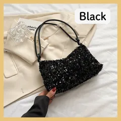 パーティバッグ　ブラック　スパンコール キラキラ　ハンドバッグ 黒 肩掛け 結婚式 謝恩会　二次会　黒