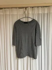 チャコール&白ストライプ 7部Tシャツ