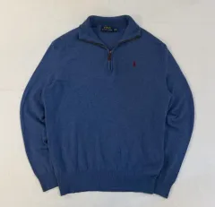 ポロラルフローレン ハーフジップ ウールニット ブルー