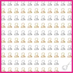 サムコス ヒートンキャップ 約200個セット 2色 ピンなし カン付き ヒートン ビーズキャップ 接合金具 DIY ハンドメイド ペンダント イヤリングパーツ 丸ヒートン ペンダント接続金具 アクセサリーパーツ