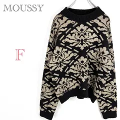 マウジー♡MOUSSY【F】ニット　セーター　総柄　ヴィンテージ調　プチハイネック　ジャガード柄