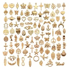 【特価セール】[HappyHome] チャーム パーツ ペンダントトップ アクセサリーパーツ 100個入り KCゴールド DIY 手作りアクセサリー