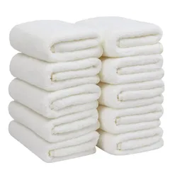 【人気商品】家庭/業務用 人気 通気 速乾 吸水 高速 (ホワイト) ふわふわ 柔らかい 約35X75cm 10枚セット マイクロファイバー フェイスタオル