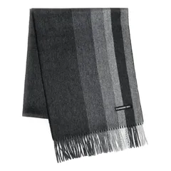 【新品】 Cashmee 034 OUTLET カシミヤ 100％ グラデーションボーダー リバーシブル マフラー Neptune カシミア アウトレット (GRAY×GRAY (25) グレー) 0