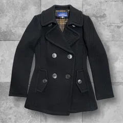 美品 バーバリーブルーレーベル Pコート ダブル 38 ブラック 4B チェック