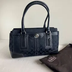 Coach Vintage Hampton Signature Carryall Shoulder Tote Bag Black Canvas Leather Turnlock y2k