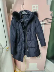 ネイビー ファー ダウン フード コート