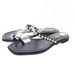 ルタロン Le Talon スクエア パール トングサンダル レザー LL 黒