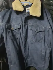 ザラ ネイビー スウェード ムートン ブルゾン xl