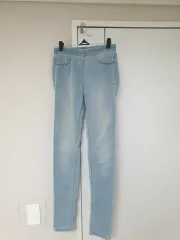 ウエストゴム ストレート ライトブルー デニムズボン