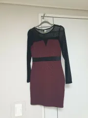 H&M バーガンディ シースルー スリーブ ONE PIECE 新品