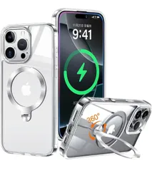 ★ZapNet iPhone 16 Pro Max用 クリア ケース Magsafe 対応 [定点スタンド・超絶安定性][本体を再現・極透明]ストラップホール付き マグセーフ ワイヤレス充電対応 黄変防止 (クリア)