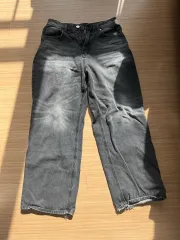 DNSR ブラックデニム ワイド デニム パンツ