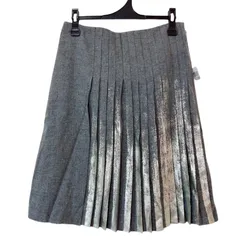【美品】EPOCA プリーツスカート 箔プリント グレー 40【ZK96】
