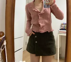 ZARA ザラ ピンク フリル カーディガン - Mサイズ