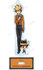 【中古】アクリルスタンド・アクリルパネル 沢田綱吉＆リボーン(カラーシャツver.) 描き下ろしイラスト BIGアクリルスタンド 「家庭教師ヒットマンREBORN!」